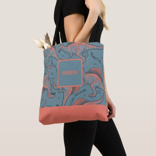 Personalisierte Allover gedruckte Dinosaurier-Tasc Tasche (Von Nahem)
