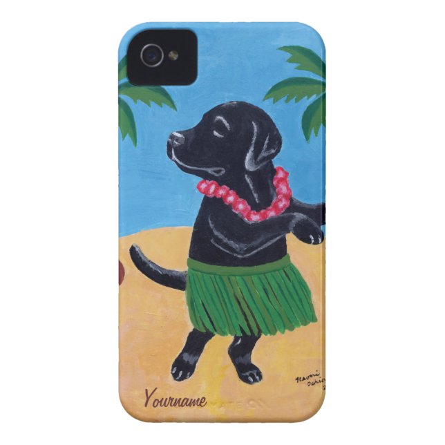 Personalisierte Aloha schwarze Labrador Malerei Case-Mate iPhone Hülle (Rückseite)