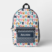 Personalisierte Alphabet Fun Kids - Zurück in die Bedruckter Rucksack (Vorderseite)