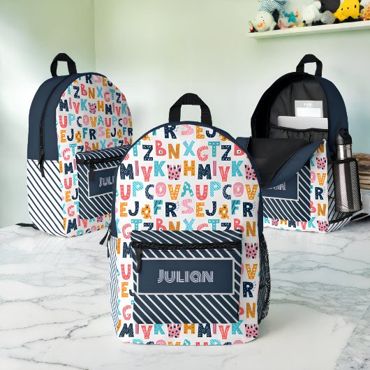 Personalisierte Alphabet Fun Kids - Zurück in die Bedruckter Rucksack