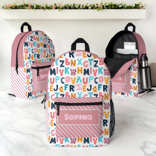Personalisierte Alphabet Fun Kids - Zurück in die Bedruckter Rucksack