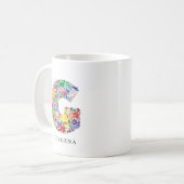 Personalisierte Alphabet G Blume Monogramm Kaffeem Kaffeetasse (Vorderseite Links)