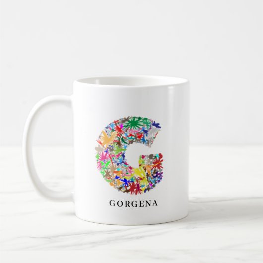 Personalisierte Alphabet G Blume Monogramm Kaffeem Kaffeetasse (Links)