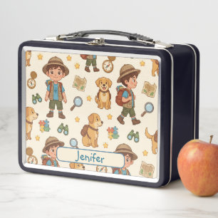 Personalisierte Alphaland Kinder Lunch Black Box Metall Brotdose