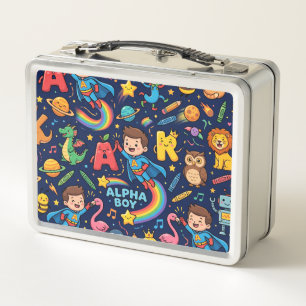 Personalisierte Alphaland Kinder Lunch Blue Box St Metall Brotdose