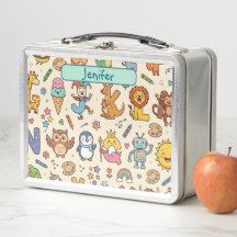 Personalisierte Alphaland-Kinder-Lunchbox Beige St