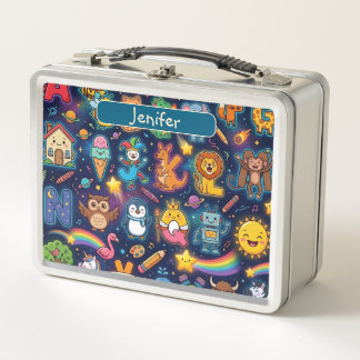 Personalisierte Alphaland Kinder Lunchbox Blue St
