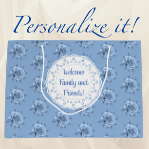 Personalisierte alte blaue Rosen Große Geschenktüte