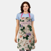 Personalisierte alte Erdbeeren botanisch floral Schürze (Getragen)