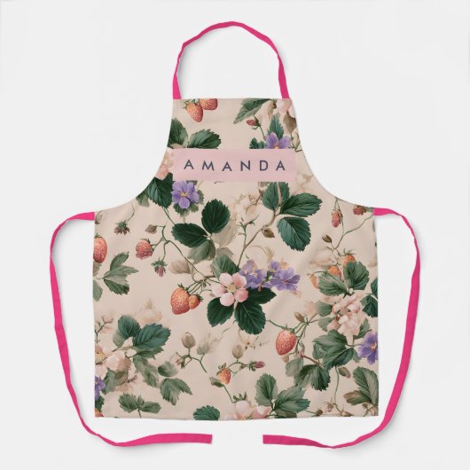 Personalisierte alte Erdbeeren botanisch floral Schürze (Vorderseite)
