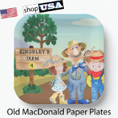 Personalisierte alte MacDonald's Farm Pappteller