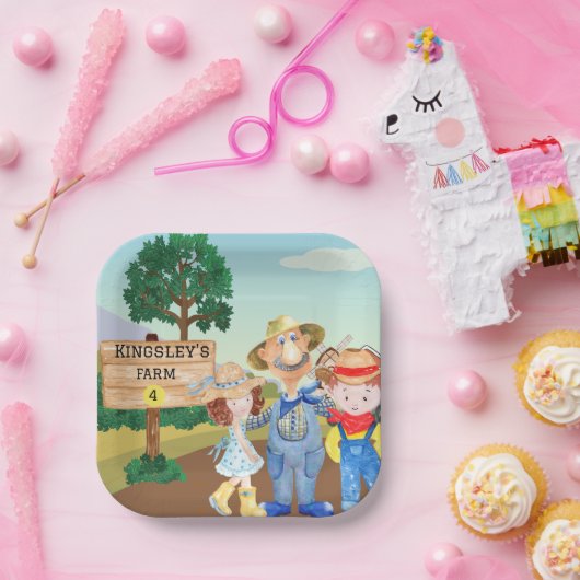 Personalisierte alte MacDonald's Farm Pappteller (Party)