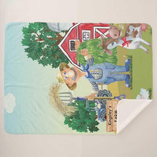 Personalisierte alte MacDonald's Farm Sherpadecke (Vorderseite (Horizontal))