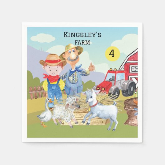 Personalisierte alte MacDonald's-Schweinefarm Serviette (Vorderseite)