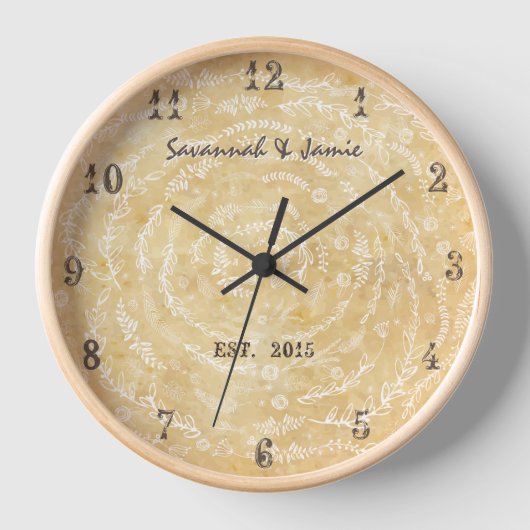 Personalisierte alte Rustikale Blumengarten Swirl Uhr (Vorderseite)