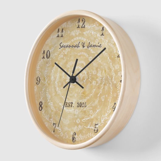 Personalisierte alte Rustikale Blumengarten Swirl Uhr (Winkel)