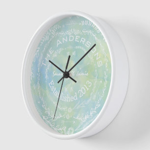 Personalisierte alte Rustikale Blumengarten Swirl Wanduhr