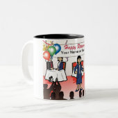 Personalisierte Altersversorgung - Cartoon von Fra Zweifarbige Tasse (Vorderseite Links)