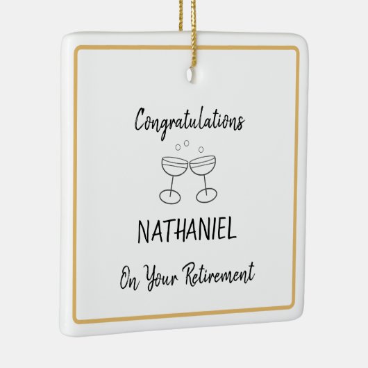 Personalisierte Altersvorsorge - Hanging Square Keramikornament (Rechts)