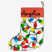 Personalisierte altmodische Weihnachtslichter Kleiner Weihnachtsstrumpf (Rückseite)