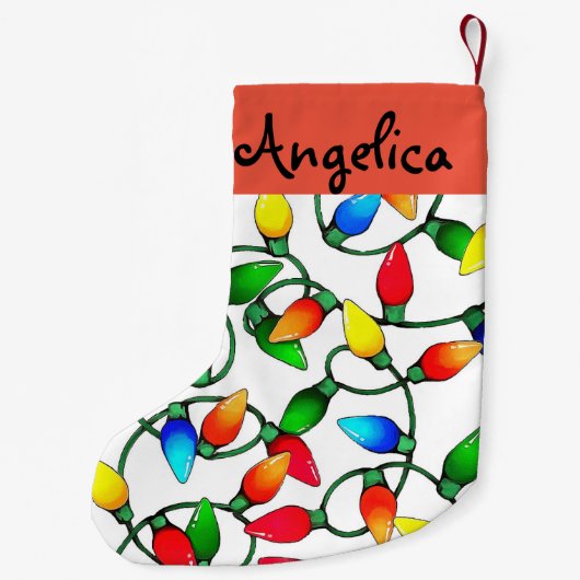 Personalisierte altmodische Weihnachtslichter Kleiner Weihnachtsstrumpf (Rückseite)