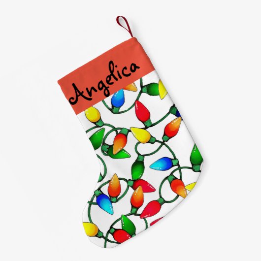 Personalisierte altmodische Weihnachtslichter Kleiner Weihnachtsstrumpf (Rückseite (Hängend))