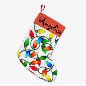 Personalisierte altmodische Weihnachtslichter Kleiner Weihnachtsstrumpf (Vorderansicht (hängend))