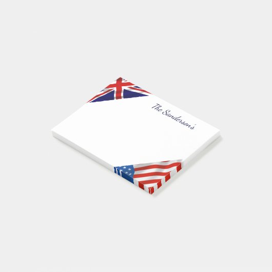Personalisierte American British Flags Patriotic Post-it Klebezettel (angewinkelt)
