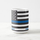 Personalisierte American Flag Thin Blue Line Kaffeetasse (Mittel)