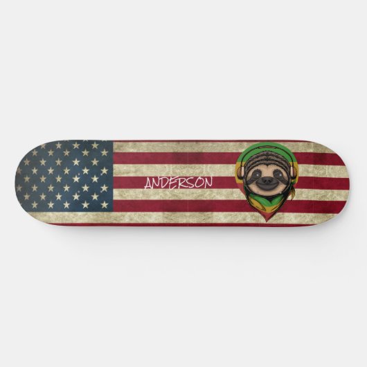 Personalisierte American Niedlich Sloth Skateboard (Horizontal)