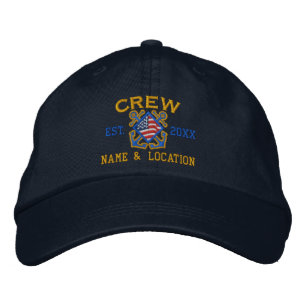 Personalisierte amerikanische Flag Crew Nautical E Bestickte Kappe