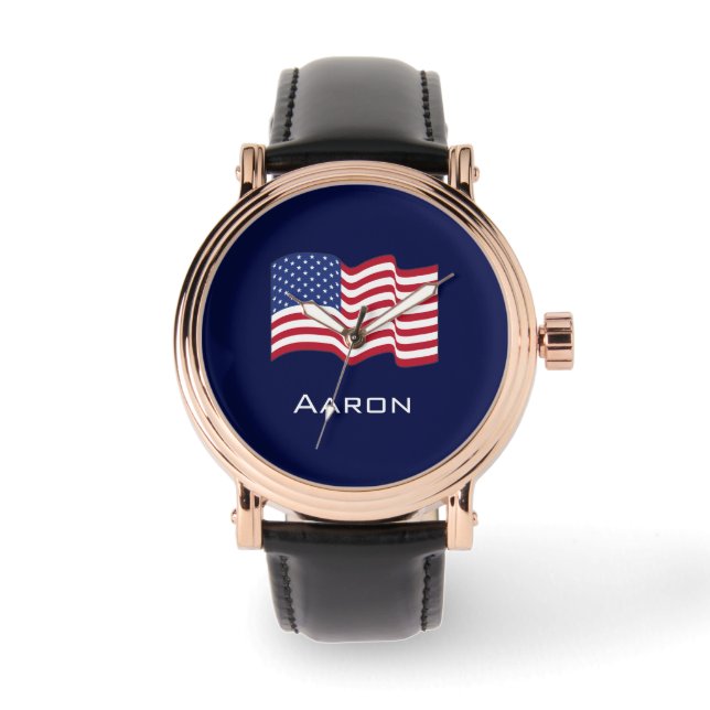 Personalisierte amerikanische Flag-Uhr Armbanduhr (Vorderseite)