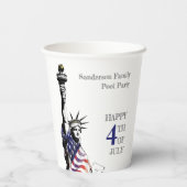 Personalisierte amerikanische Flagge 4. Juli Party Pappbecher (Rückseite)