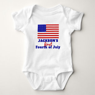 Personalisierte amerikanische Flagge am 4. Juli Baby Strampler