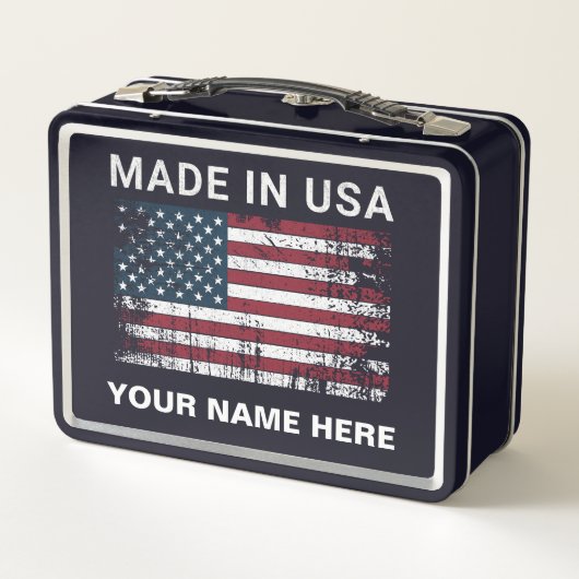 Personalisierte amerikanische Flagge aus den USA V Metall Brotdose (Rückseite)