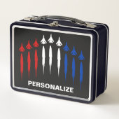 Personalisierte amerikanische Flagge-Jagdflugzeuge Metall Brotdose (Vorderseite)