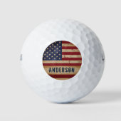 Personalisierte amerikanische Flagge Rustic Wood P Golfball (Vorderseite)