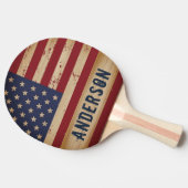 Personalisierte amerikanische Flagge Rustic Wood P Tischtennis Schläger (Seitenansicht)