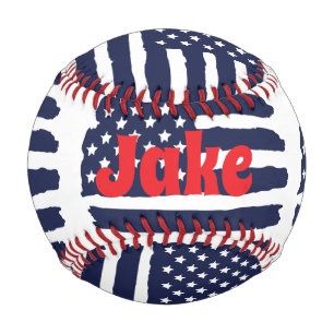 Personalisierte amerikanische Flagge und Name Baseball