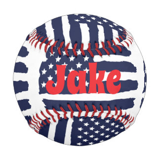 Personalisierte amerikanische Flagge und Name Baseball