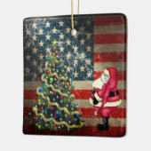 Personalisierte amerikanische Flagge, Weihnachtsba Keramikornament (Links)