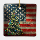 Personalisierte amerikanische Flagge, Weihnachtsba Keramikornament (Rückseite)