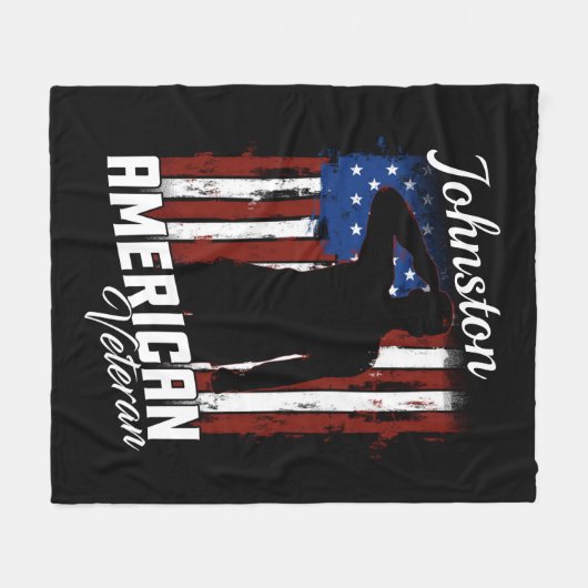 Personalisierte amerikanische Kriegsveteranenflagg Fleecedecke (Vorderseite (Horizontal))