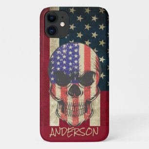 Personalisierte amerikanische Schädelflagge Case-Mate iPhone Hülle