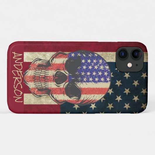 Personalisierte amerikanische Schädelflagge Case-Mate iPhone Hülle (Rückseite (Horizontal))