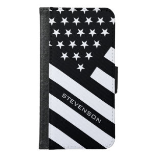Personalisierte amerikanische Schwarzweiss-Flagge Samsung Galaxy S6 Geldbeutel Hülle