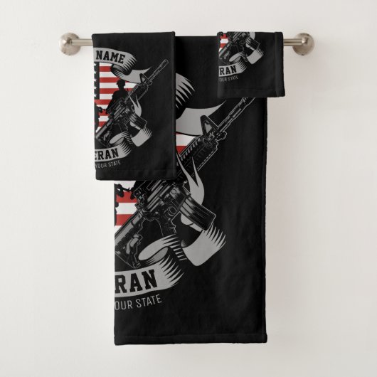 Personalisierte amerikanische Veteran Proud Vet US Badhandtuch Set (Insitu)