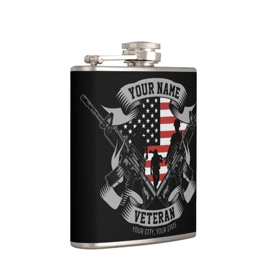 Personalisierte amerikanische Veteran Proud Vet US Flachmann (Rechts)