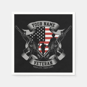 Personalisierte amerikanische Veteran Proud Vet US Serviette
