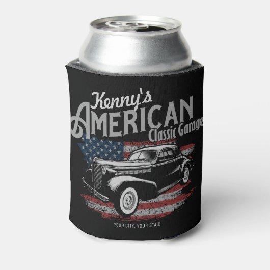 Personalisierte Amerikanische Vintage Autogarage Dosenkühler (Kanne Rückseite)